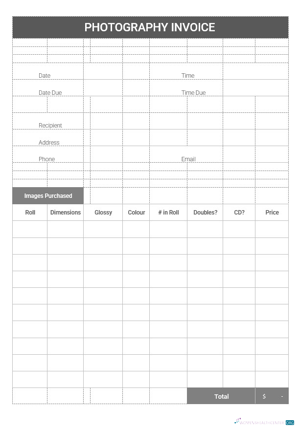 Редактируемый Скачать Printable Photography Invoice Шаблон Photoshop Шаблон