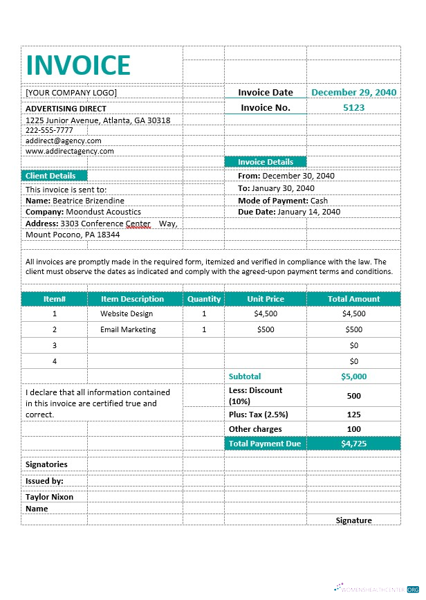 Редактируемый Скачать Professional Agency Invoice Шаблон Photoshop Шаблон