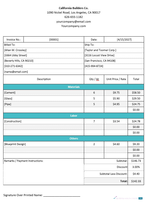 Премиум Скачать Professional Construction Invoice Шаблон Photoshop Шаблон