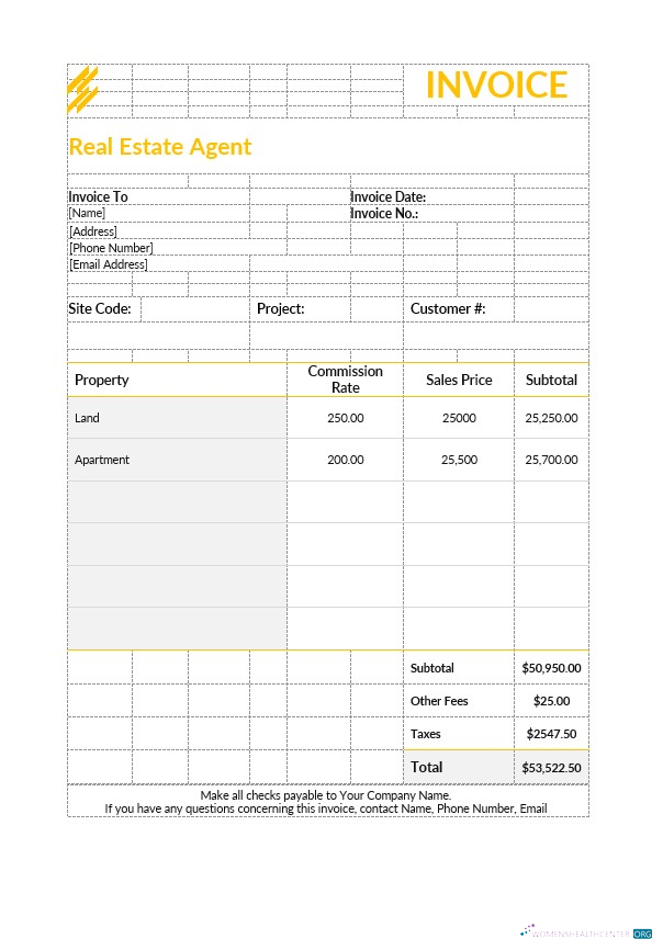 Премиум Скачать Real Estate Agent Invoice Photoshop Шаблон
