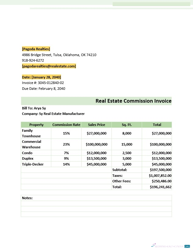 Премиум Скачать Real Estate Комиссия Invoice Шаблон Photoshop Шаблон