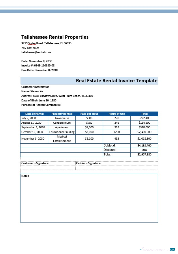 Качественный Скачать Real Estate Rental Invoice Шаблон Photoshop Шаблон