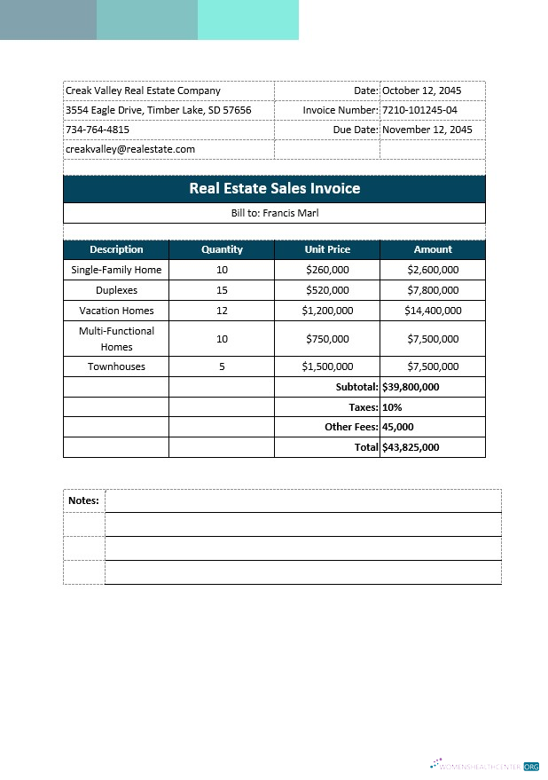 Профессиональный Скачать Real Estate Sales Invoice Шаблон Photoshop Шаблон
