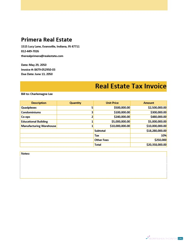 Качественный Скачать Real Estate Tax Invoice Шаблон Photoshop Шаблон