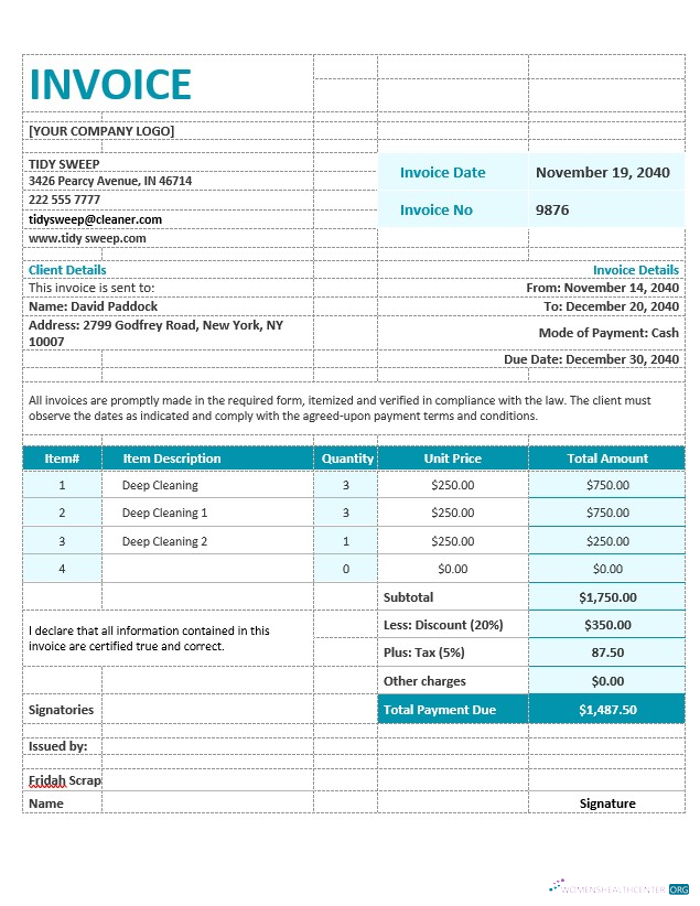 Премиум Скачать Residential Cleaning Invoice Шаблон Photoshop Шаблон