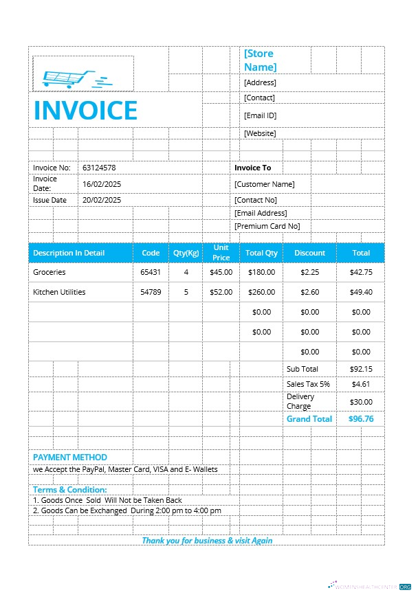 Премиум Скачать Розничный Store Invoice Шаблон Photoshop Шаблон
