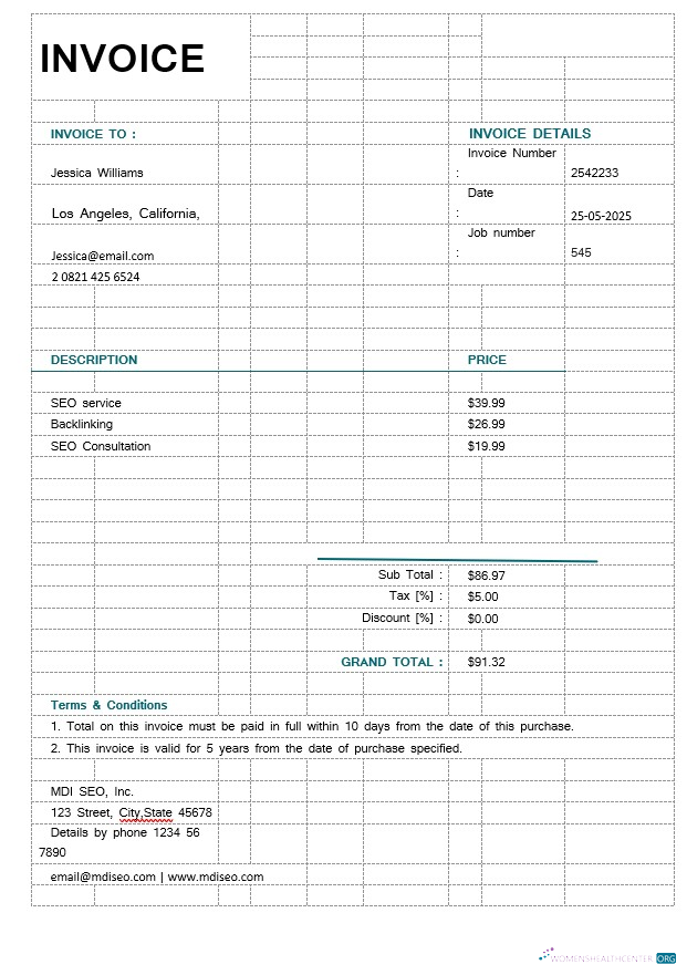 Профессиональный Скачать SEO Invoice Шаблон Photoshop Шаблон