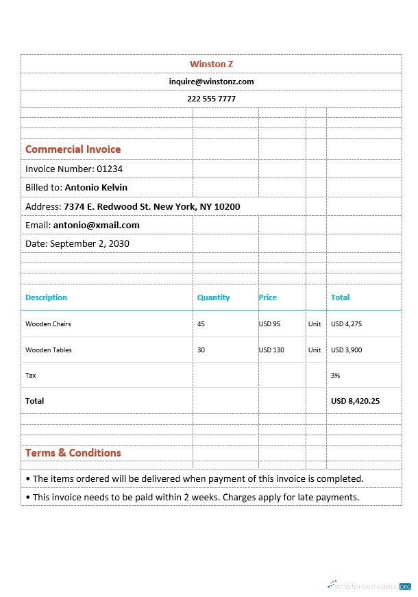 Профессиональный Скачать Sample Коммерческий Invoice Шаблон Photoshop Шаблон