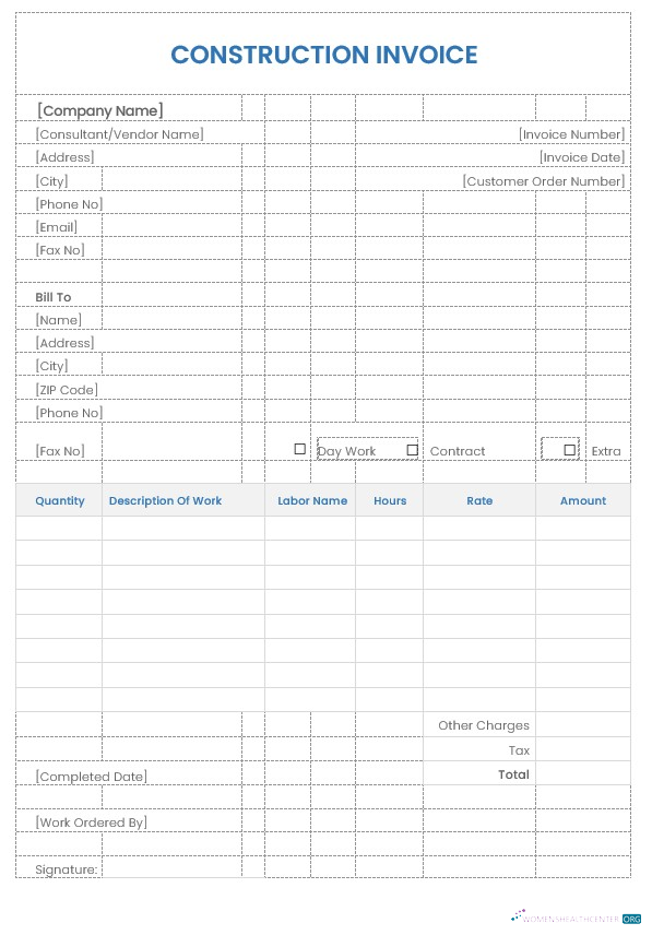 Реалистичный Скачать Sample Construction Invoice Шаблон Photoshop Шаблон