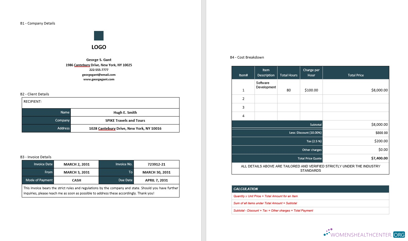 Профессиональный Скачать Sample Freelance Invoice Шаблон Photoshop Шаблон