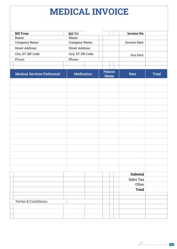 Профессиональный Скачать Sample Medical Invoice Шаблон Photoshop Шаблон