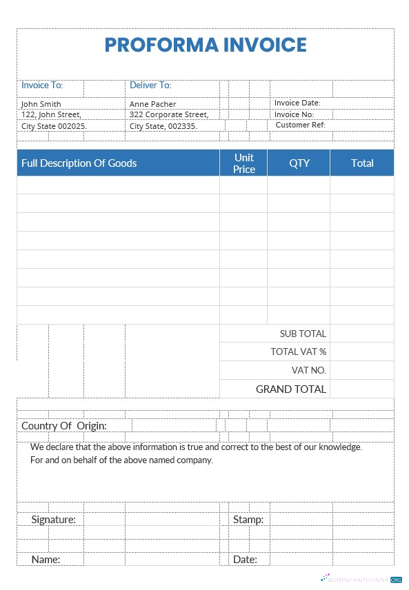 Качественный Скачать Sample Proforma Invoice Шаблон Photoshop Шаблон