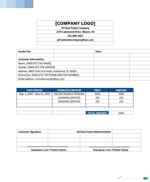Редактируемый Скачать Sample Real Estate Invoice Шаблон Photoshop Шаблон