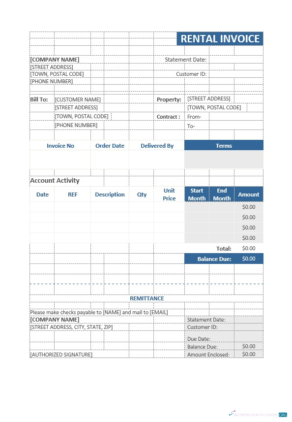 Профессиональный Скачать Sample Rental Invoice Шаблон Photoshop Шаблон