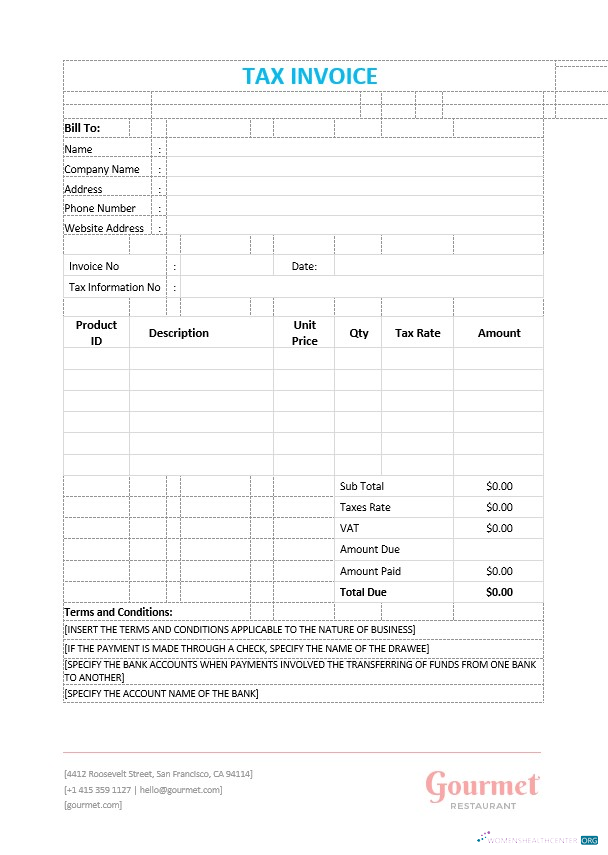 Профессиональный Скачать Sample Tax Invoice Шаблон Photoshop Шаблон