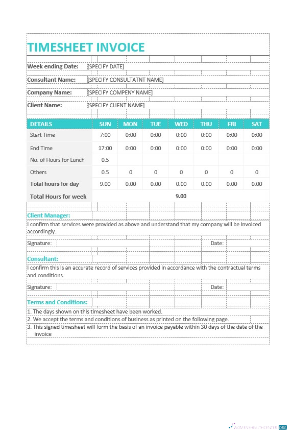 Качественный Скачать Sample Timesheet Invoice Шаблон Photoshop Шаблон