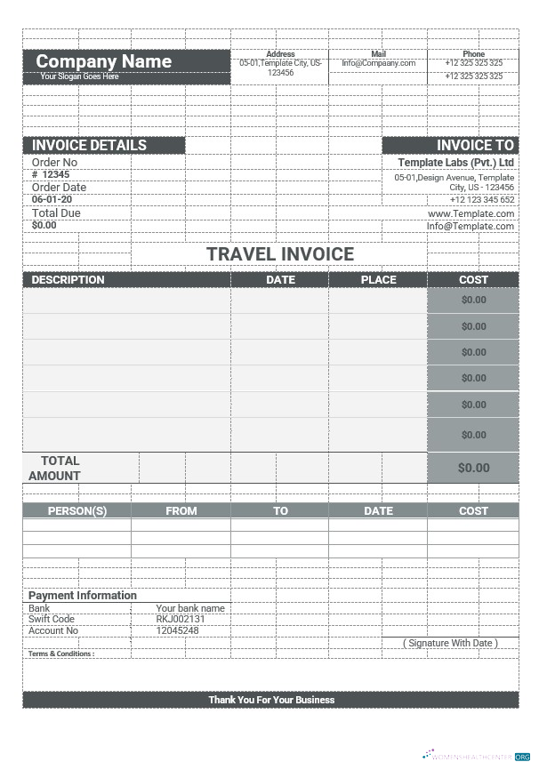 Качественный Скачать Sample Туристический Invoice Шаблон Photoshop Шаблон
