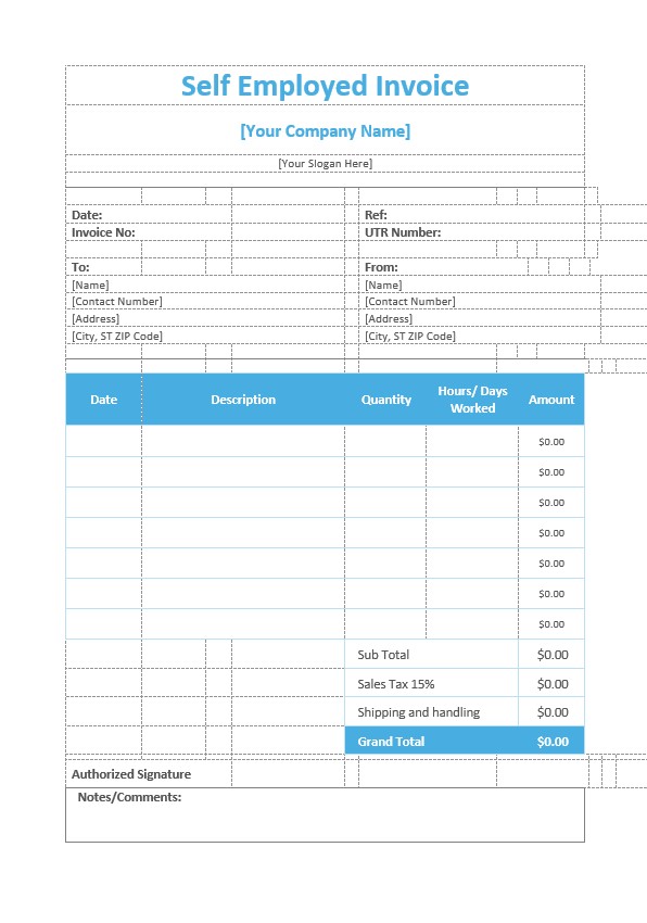 Редактируемый Скачать Self Employed Invoice Шаблон Photoshop Шаблон