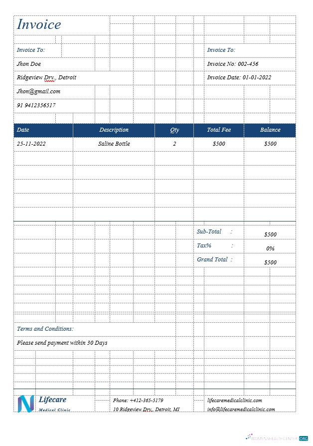 Профессиональный Скачать Simple Clinic Invoice Шаблон Photoshop Шаблон