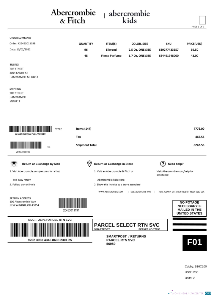 Профессиональный Скачать USA Abercrombie & Fitch Invoice Шаблон в Word и PDF Формат, Fully Editable Photoshop Шаблон