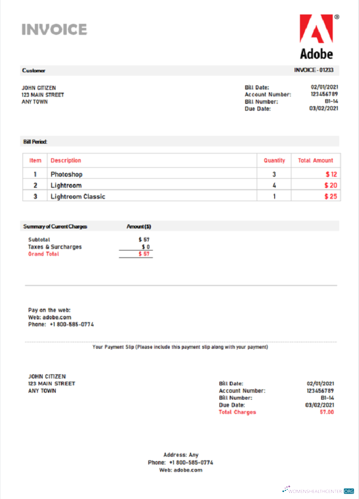 Редактируемый Скачать USA Adobe Invoice Photoshop Шаблон