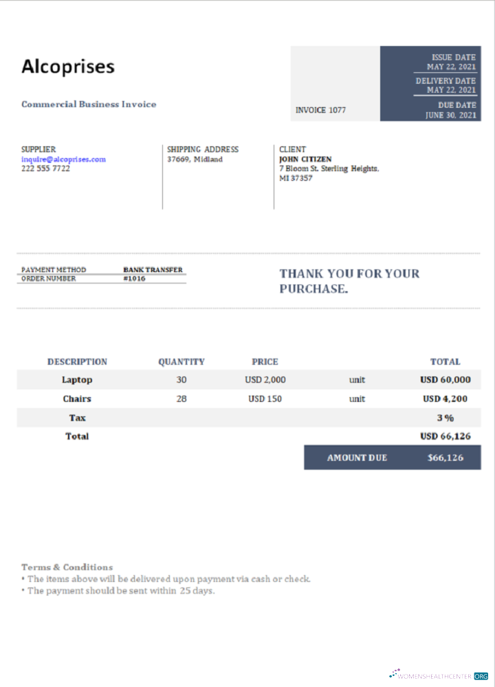 Реалистичный Скачать USA Alcoprises Invoice Photoshop Шаблон