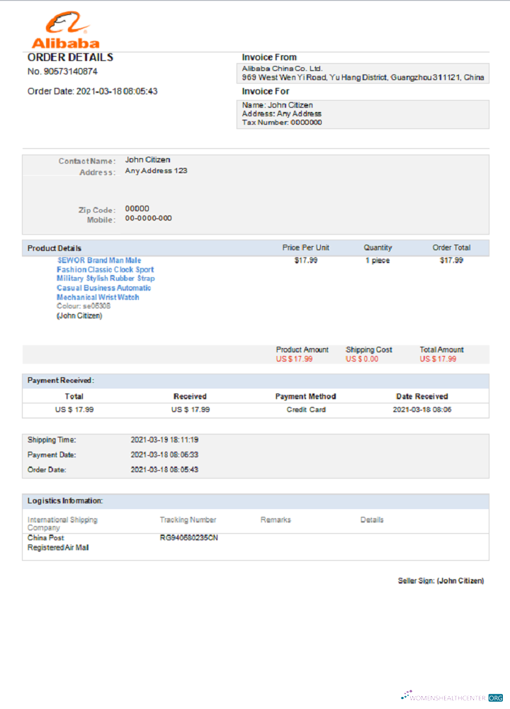 Качественный Скачать USA Alibaba Invoice Photoshop Шаблон