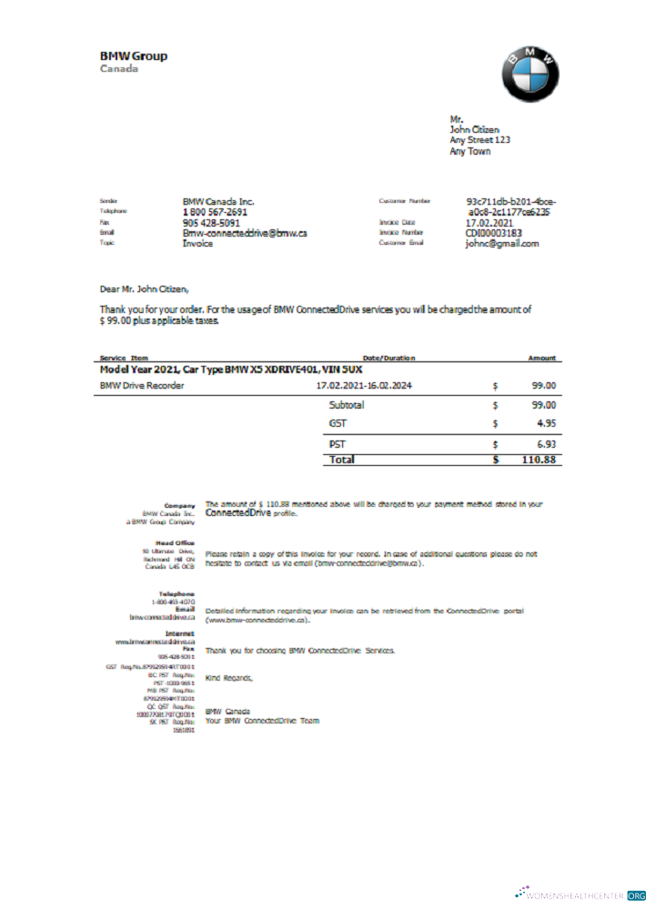 Премиум Скачать USA BMW Invoice (2) Photoshop Шаблон
