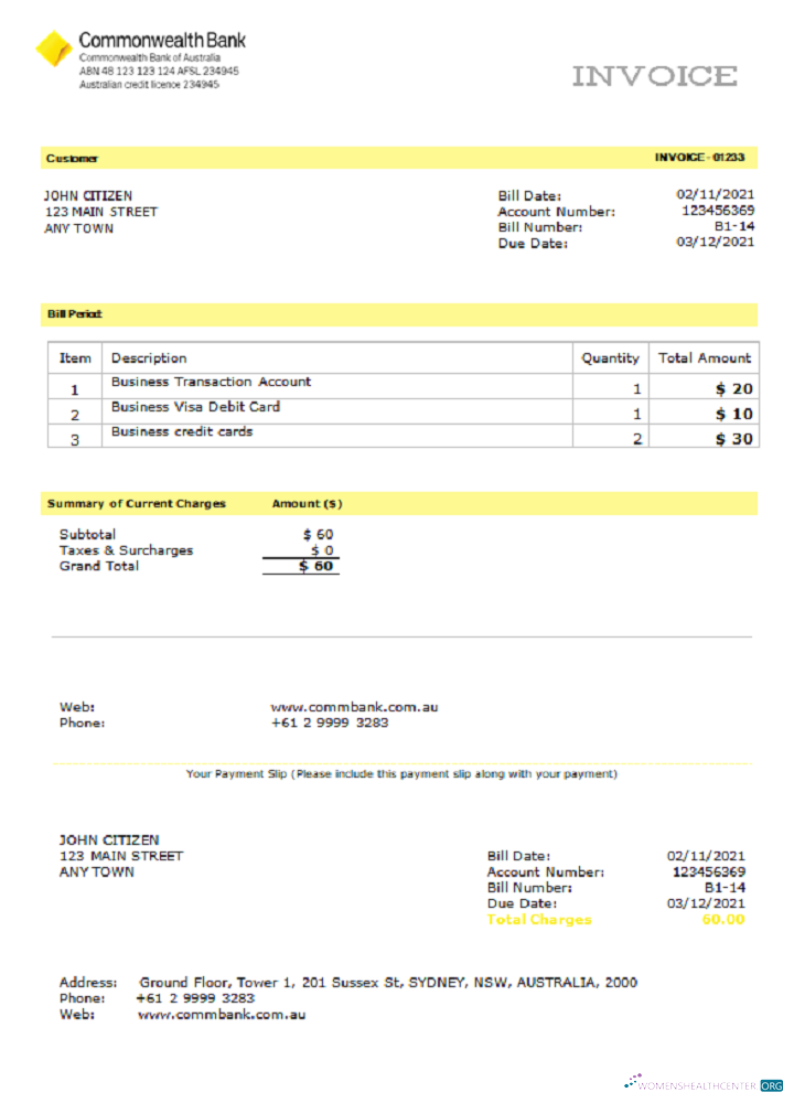 Качественный Скачать USA Коммонвелт Invoice Photoshop Шаблон