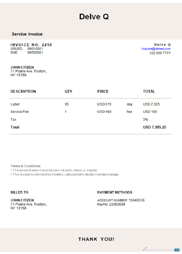 Премиум Скачать USA Delve Q Invoice Photoshop Шаблон