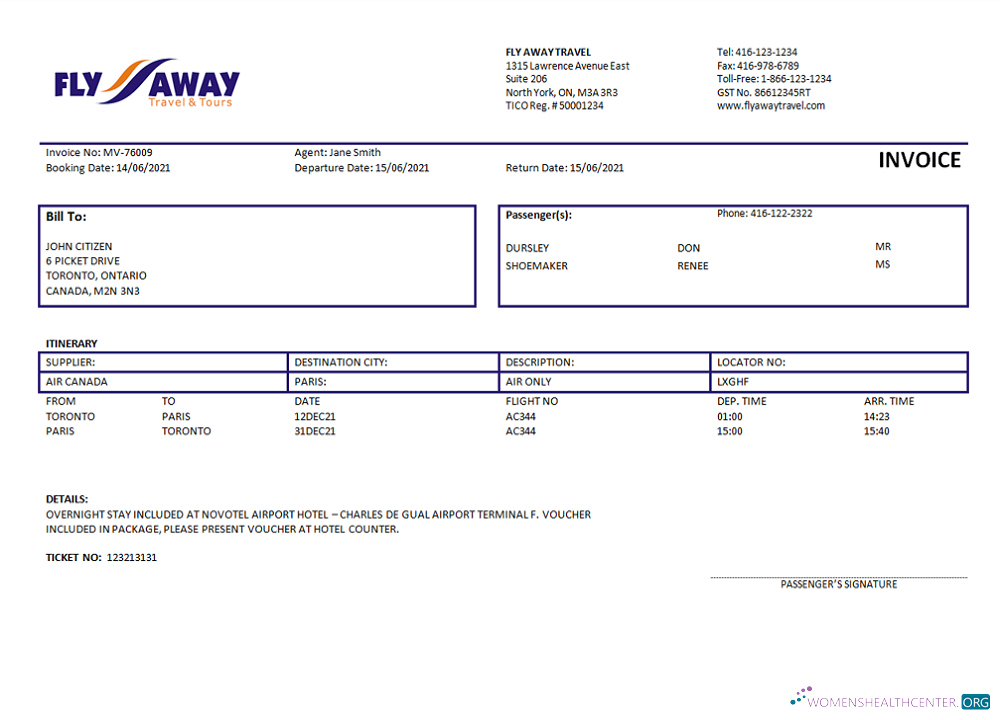 Качественный Скачать USA Fly Away Туристический Agency Invoice Photoshop Шаблон