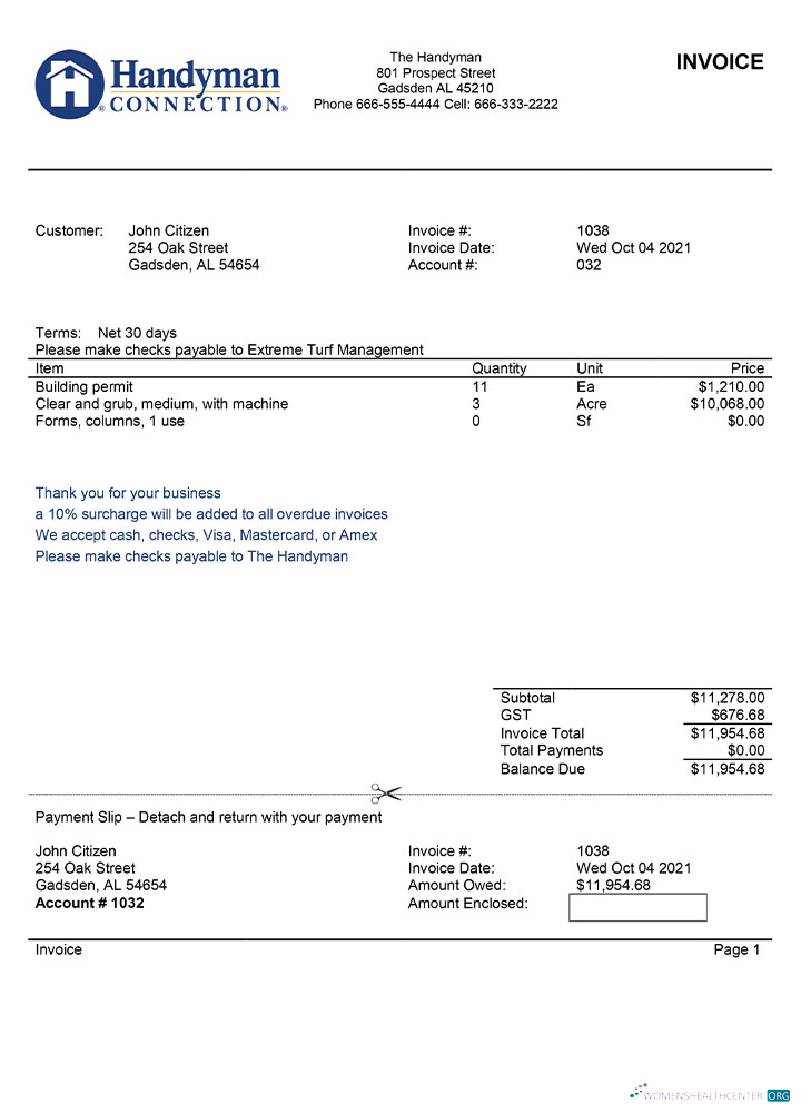 Премиум Скачать USA Handyman Home Служба Компания Invoice Шаблон Photoshop Шаблон