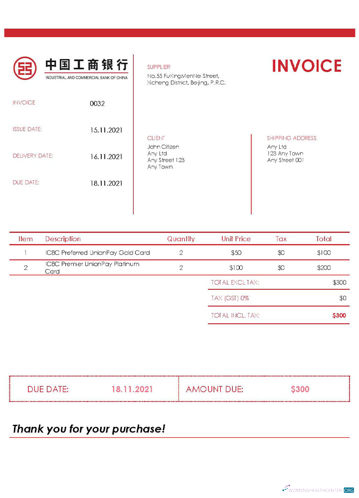 Профессиональный Скачать USA ICBC Invoice Шаблон Photoshop Шаблон