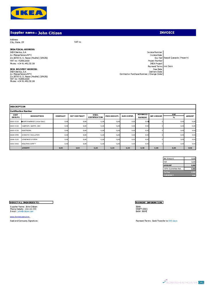 Премиум Скачать USA Ikea Invoice Photoshop Шаблон
