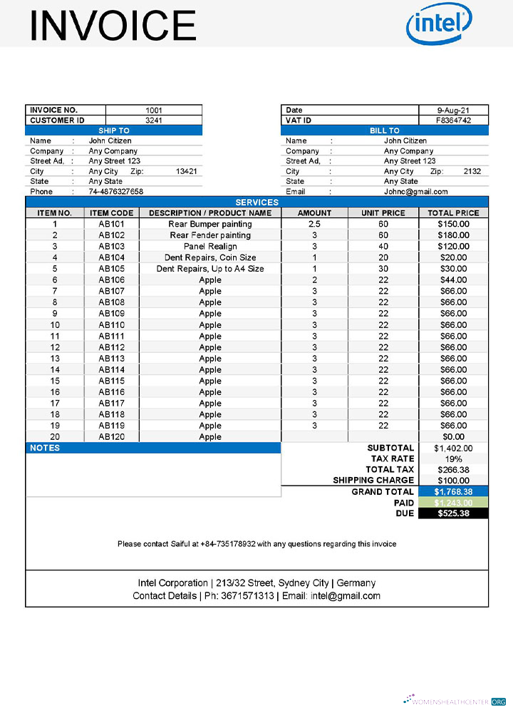 Качественный Скачать USA Intel Invoice Шаблон Photoshop Шаблон