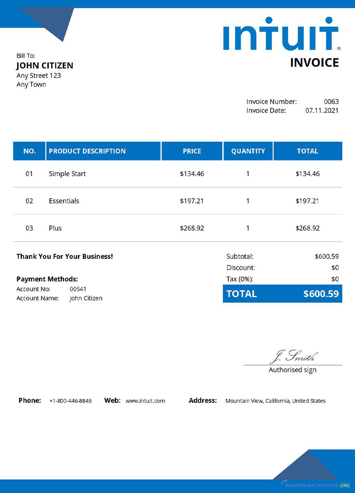 Премиум Скачать USA Intuit Invoice Шаблон Photoshop Шаблон