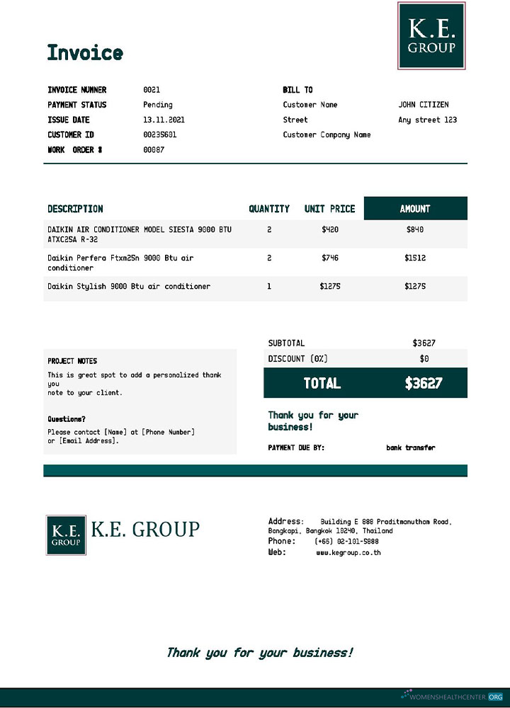 Редактируемый Скачать USA KE Group Invoice Шаблон Photoshop Шаблон