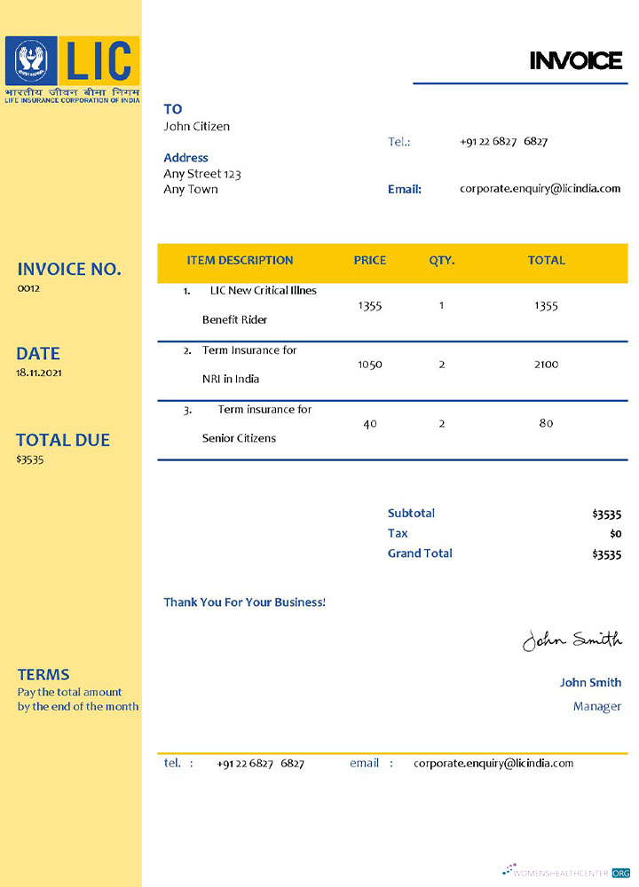 Качественный Скачать USA LIC Invoice Шаблон Photoshop Шаблон