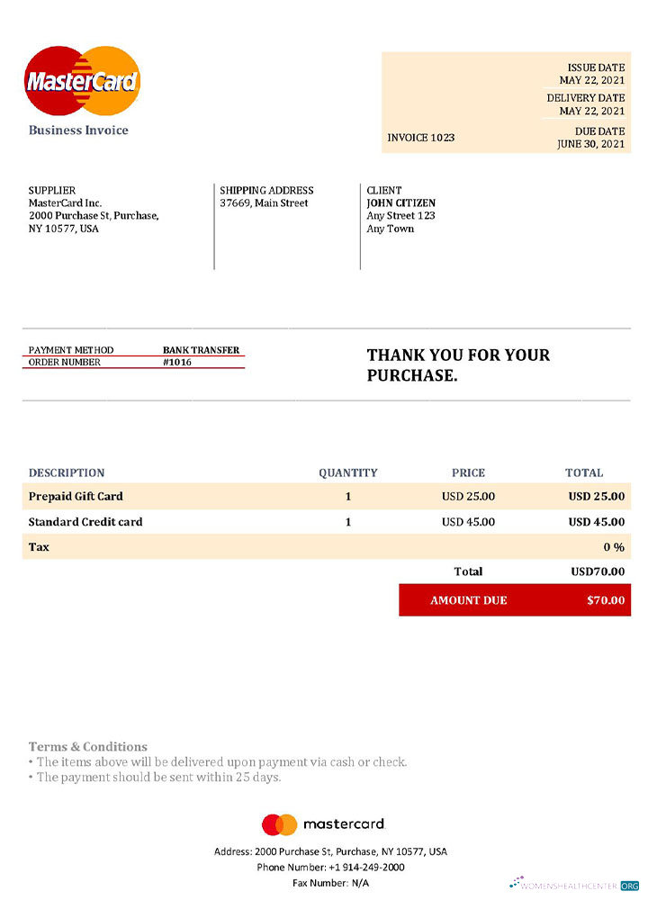 Профессиональный Скачать USA MasterCard Invoice Шаблон Photoshop Шаблон