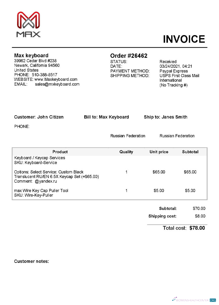 Реалистичный Скачать USA Max Keyboard Компания Invoice Шаблон Photoshop Шаблон