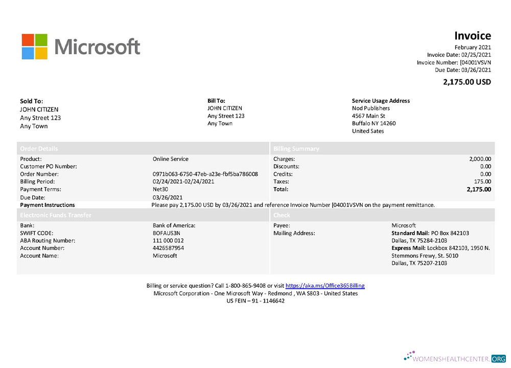 Качественный Скачать USA Microsoft Invoice Шаблон Photoshop Шаблон