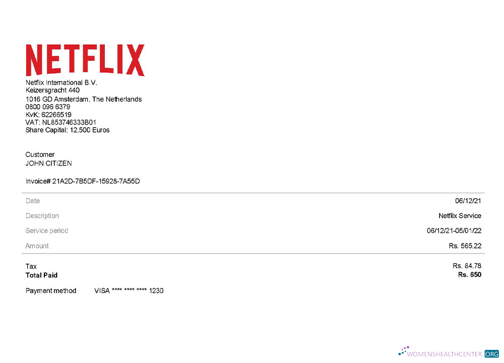 Премиум Скачать USA Netflix Invoice Шаблон Photoshop Шаблон
