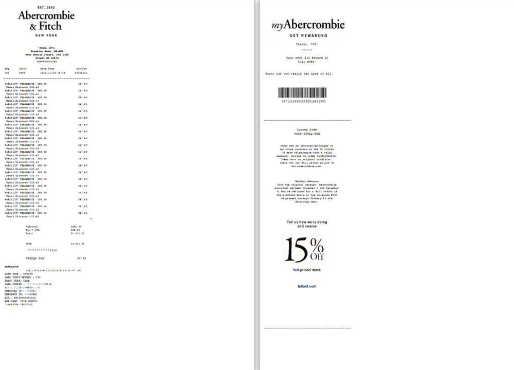 Реалистичный Скачать USA Новый York Abercrombie & Fitch Payment Check в Word и PDF Формат Scr Photoshop Шаблон