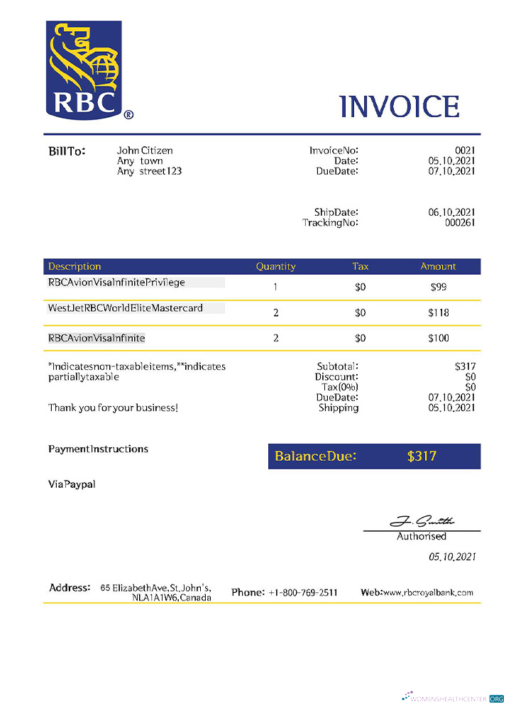 Качественный Скачать USA RBC Invoice Photoshop Шаблон
