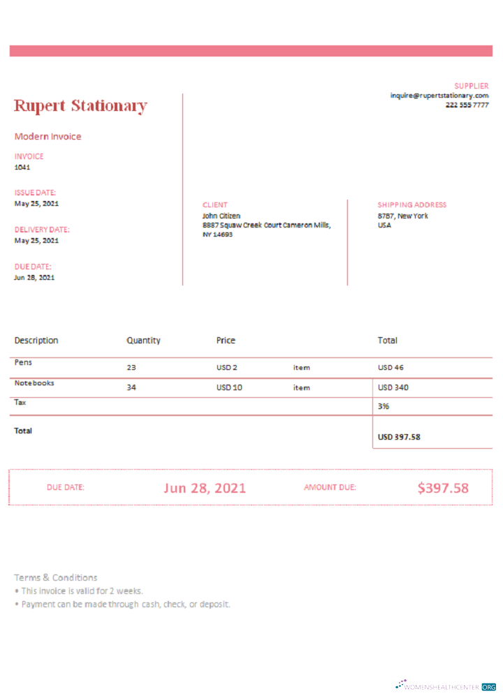 Качественный Скачать USA Rupert Stationary Invoice Photoshop Шаблон
