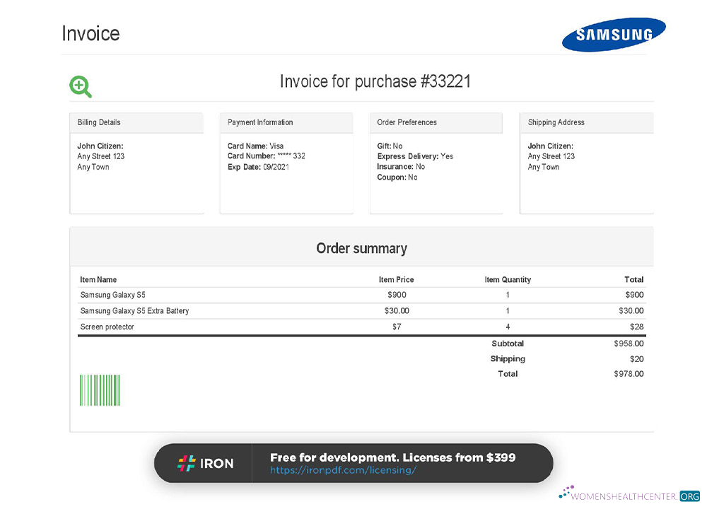 Качественный Скачать USA Samsung Invoice Photoshop Шаблон