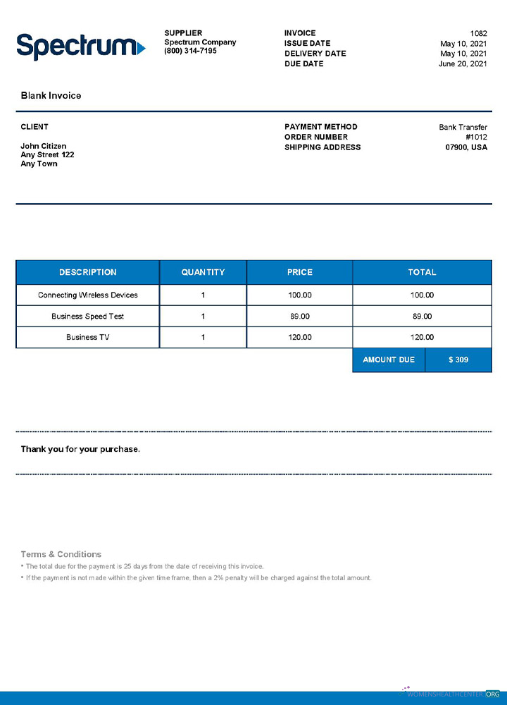 Профессиональный Скачать USA Spectrum Invoice Photoshop Шаблон