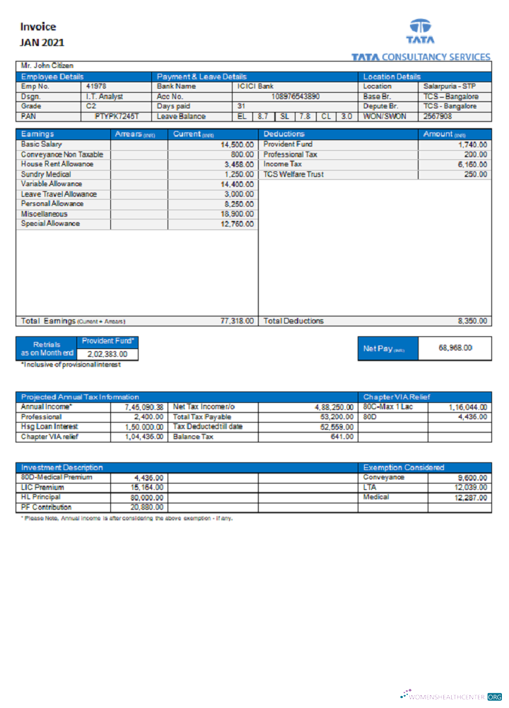 Качественный Скачать USA Tata Consulting Services Invoice Photoshop Шаблон