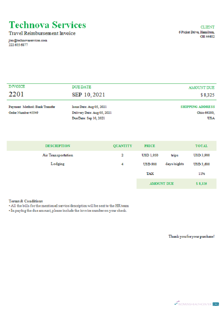 Премиум Скачать USA Technova Services Invoice Photoshop Шаблон