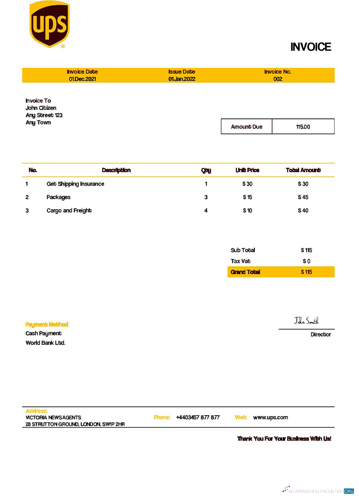 Премиум Скачать USA UPS Invoice Шаблон Photoshop Шаблон